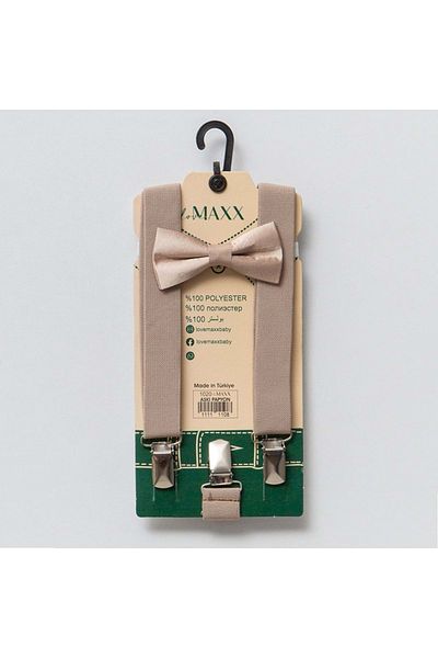 LOVE MAXX Lovemaxx Bow Tie Pant Strap Set Beige