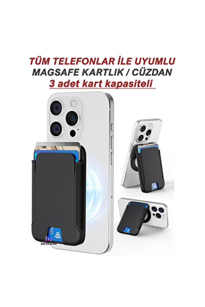 Dexmon Tüm Telefonlar ile Uyumlu Standlı Magsafe Mıknatıslı Kartlık Cüzdan PC...