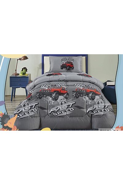 Moon Single Bed Sheet Filling, 3-Piece Reversible Cartoon Printed Quilt Set, for Your Child's Comfort