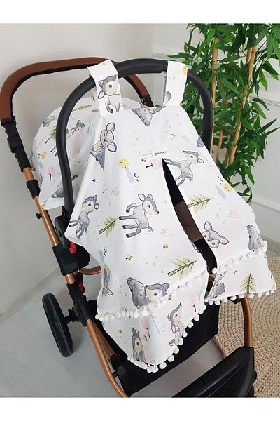 ilkimbebe Wooded Gazelle Pompom Baby Stroller Cover
