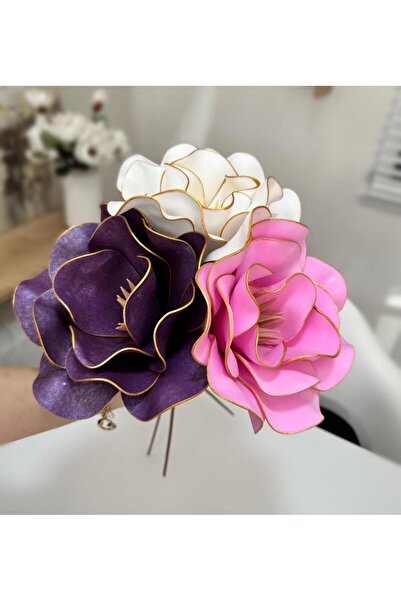 Pembeli Kızın Butiği 3'LÜ LATEKS EVA ÇİÇEK MOR-BEYAZ-PEMBE