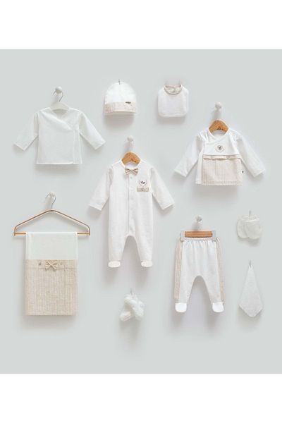 Caramell Set of 10 Beige with Bow Tie Detail