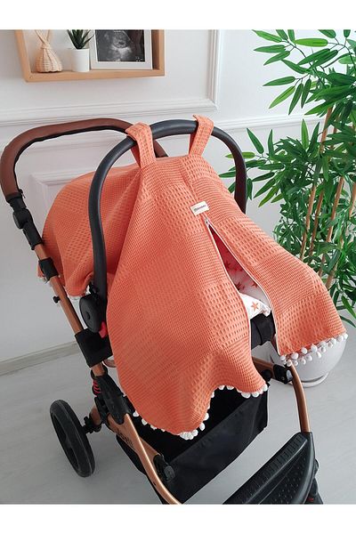 ilkimbebe Pompom Pique Zippered Baby Stroller Cover and Starry Stroller Cushion