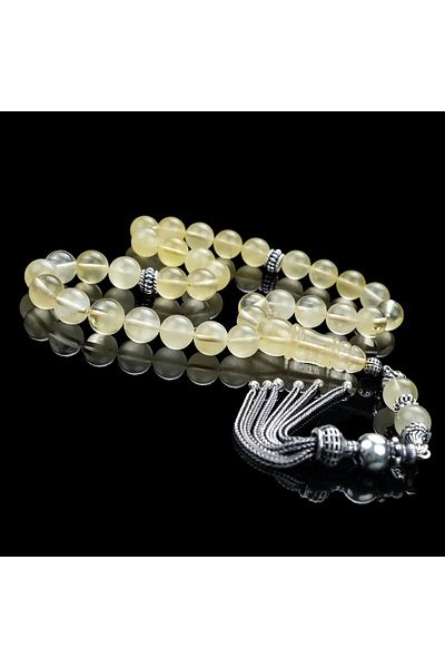 TESBİHCİBABA Transparent Milky Lime Cut Drop Amber Prayer Beads