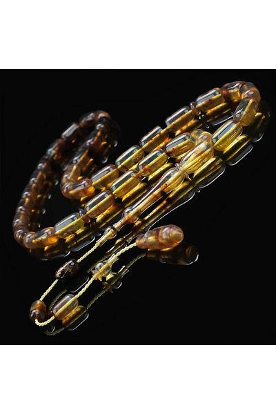 TESBİHCİBABA Million Year Fossil Blue Dominican Drop Amber Prayer Beads