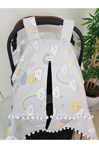 ilkimbebe Rainbow Cloud Pompom Baby Stroller Cover