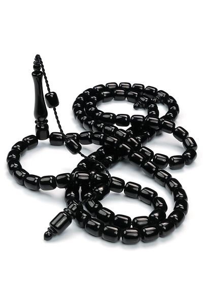 TESBİHCİBABA Two Grains Capsule Cut Erzurum Oltu Stone Prayer Beads