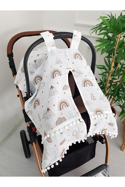 ilkimbebe Rainbow Cloud Pompom Baby Stroller Cover