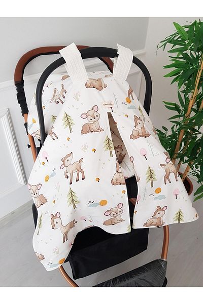 ilkimbebe Ağaçlı Ceylan Double Sided Baby Stroller Cover, Stroller Cushion