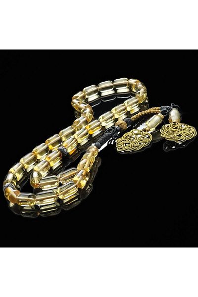 TESBİHCİBABA Special Series Kazaz Shams Design Drop Amber Prayer Beads