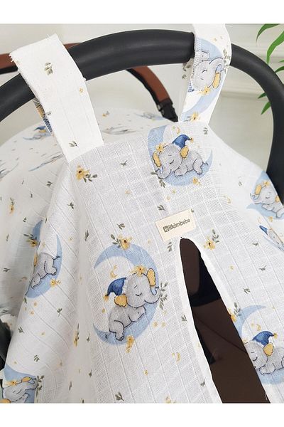 ilkimbebe Sleeping Elephant Pompom Baby Stroller Cover