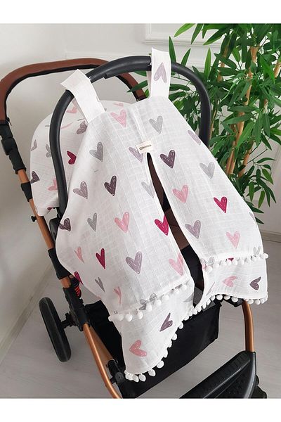 ilkimbebe Heart Pompom Baby Stroller Cover