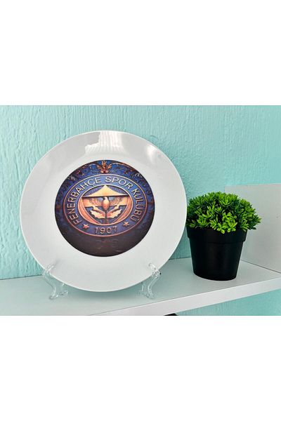 RFG HEDİYELİK VE BASKI Yellow Dark Blue Printed Porcelain Plate