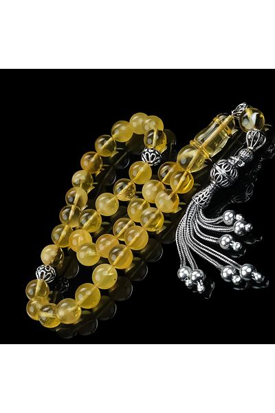 TESBİHCİBABA Sphere Cut Lime Drop Amber Prayer Beads