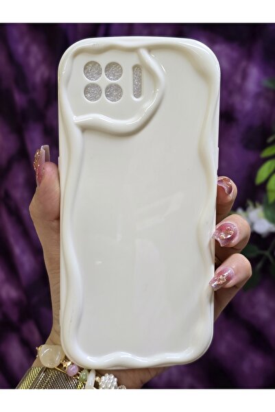 Magic Ring Oppo Reno 4 Lite Uyumlu 3D Dalga Kenarlı Beyaz Telefon Kılıfı
