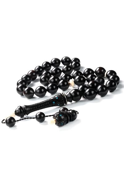TESBİHCİBABA Master Craftsmanship Pen Processing Imam's Ebony Wood Prayer Beads