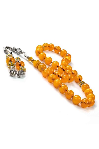 TESBİHCİBABA Master's Work Moire Structure Tightening Amber Prayer Beads