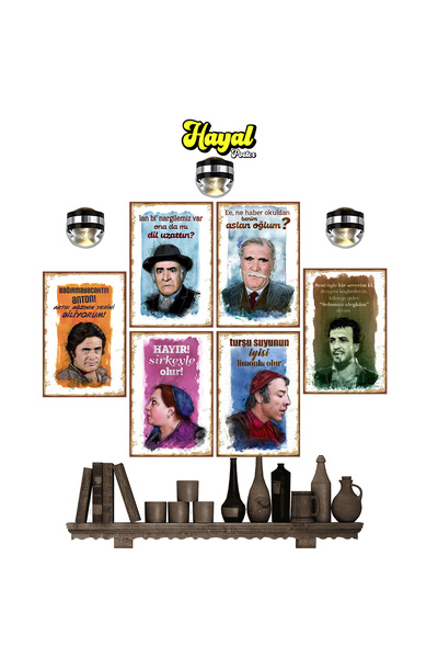 Hayal Poster Yeşilçam 6'lı 20x30 Retro Ahşap Poster