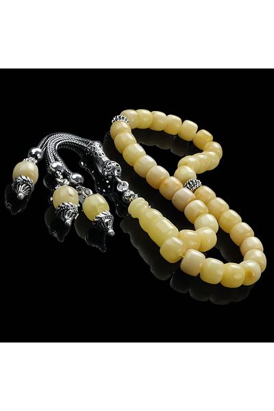 TESBİHCİBABA Finger Collection - 3-Piece Tassel Rock Drop Amber Prayer Beads