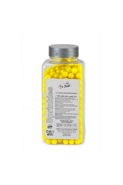 Dr. Gusto 8 mm Yellow Sugar Beads 250 g – Cake and Dessert Decoration Ornament