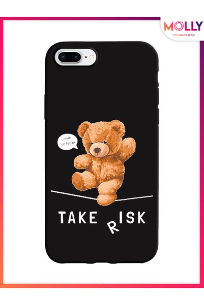 Molly Black Tightrope Bear Pattern Silicone Case for iPhone 8 Plus