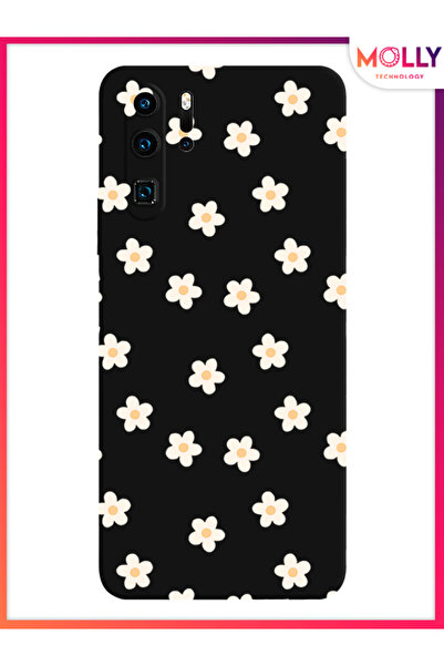 Molly Huawei P30 Pro İçin Siyah Daisy Drift Desenli Silikon Kılıf