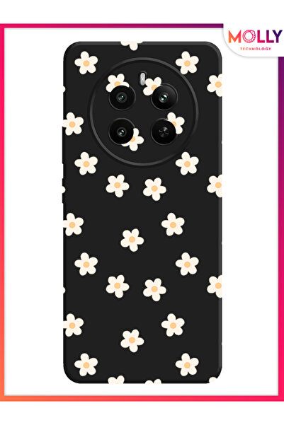 Molly Realme 12 Pro Plus İçin Siyah Daisy Drift Desenli Silikon Kılıf