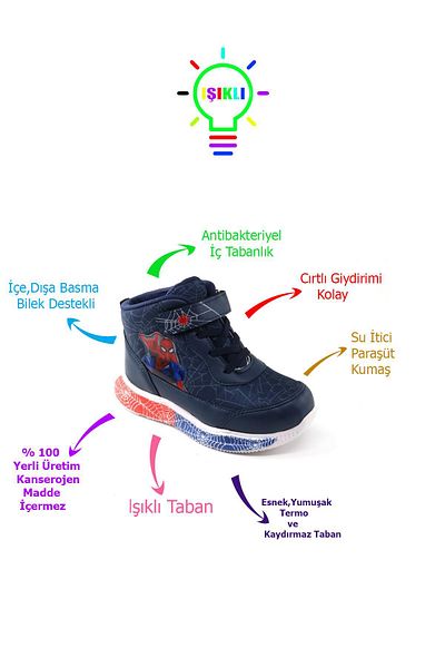 Pabuçland Spidermen Lighted Daily Children's Boots