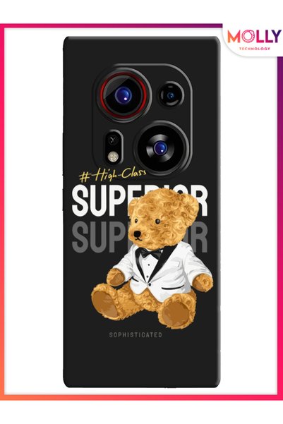 Molly حافظة سيليكون بنمط تيدي أسود اللون لهاتف Tecno Phantom X2 Pro