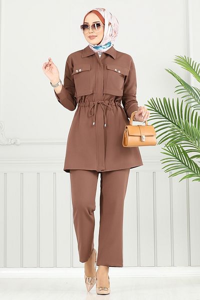 ModaMerve Hijab Suit with Pockets 23101Ukb929-M Dark Vision
