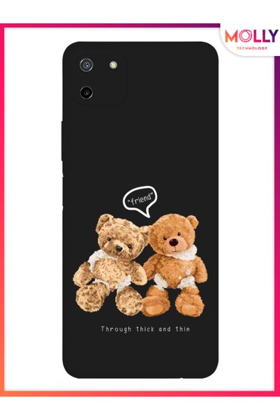 Molly حافظة سيليكون منقوشة باللون الأسود من Fuzzy Friends لهاتف Realme C11