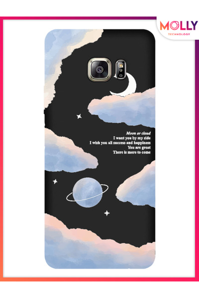 Molly Samsung Galaxy S7 İçin Siyah Celestial Serenity Desenli Silikon Kılıf