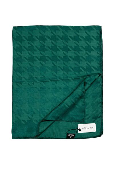 ARMANDA Jacquard Shawl - Crow's Feet Pattern - Emerald