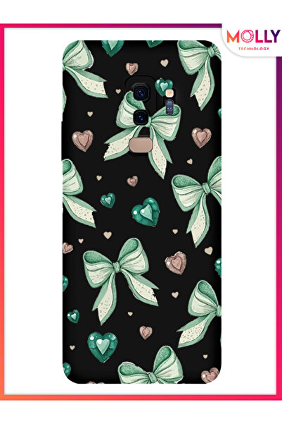 Molly Samsung Galaxy S9 Plus İçin Siyah Aqua Ribbons Desenli Silikon Kılıf