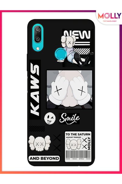 Molly Black Sticker Chaos Pattern Silicone Case for Huawei Y7 2019