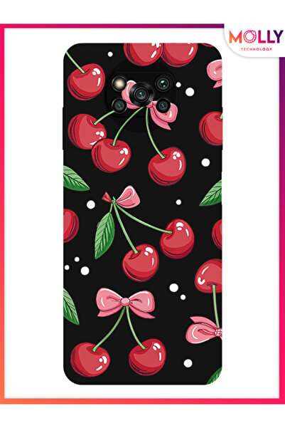 Molly Black Berry Ribbon Pattern Silicone Case for Poco X3