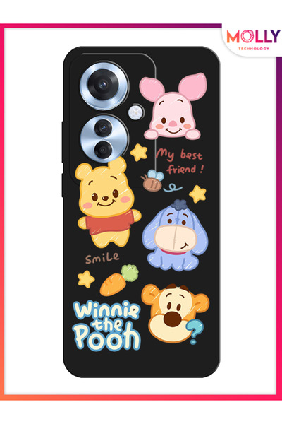 Molly حافظة سيليكون بنمط Smiley Pooh Gang باللون الأسود لهاتف اوبو رينو 11F 5G