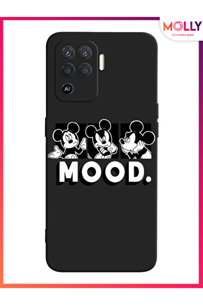 Molly Oppo Reno 5 Lite İçin Siyah Midnight Mood Desenli Silikon Kılıf