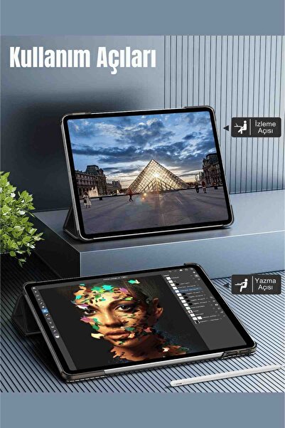 Fuchsia Galaxy Tab S10 FE Uyumlu 10.9" Katlanabilen Standlı Smart Cover Akıllı Tablet Kılıfı