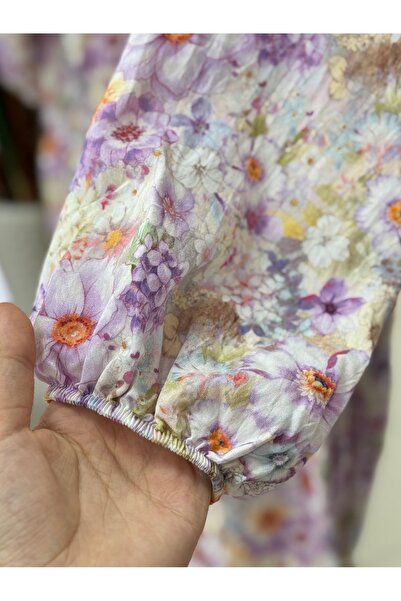 BENAHOLL Φόρεμα Mirana με μισό πλισέ και λουλούδια-KN9855 Λιλά