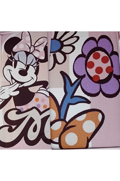 Özdilek Disney Licensed Single Fitted Sheet 100% Cotton Children's Pique Set Minnie Garden Pink