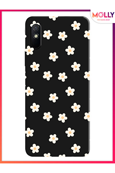Molly Xiaomi Redmi 9A İçin Siyah Daisy Drift Desenli Silikon Kılıf