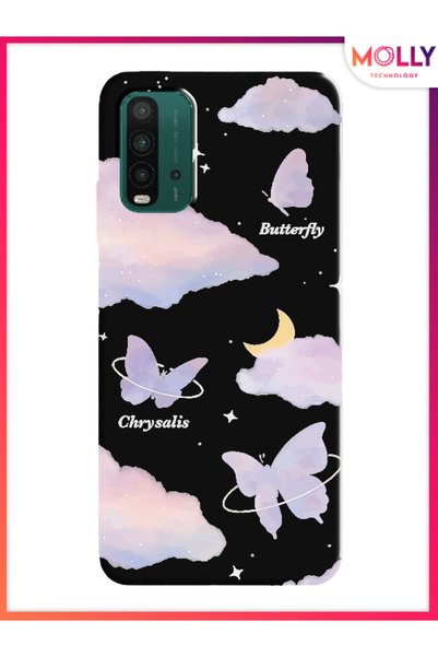 Molly حافظة سيليكون بنمط Flutterby السماوي باللون الأسود لهاتف Xiaomi Redmi 9T