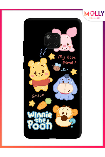 Molly Huawei Mate 20 Pro İçin Siyah Smiley Pooh Gang Desenli Silikon Kılıf