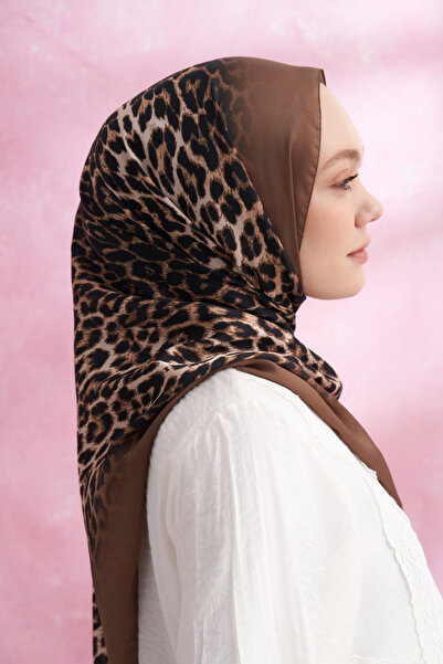 ARMANDA Gradient Leopard Print Imported Voile Shawl - Mink