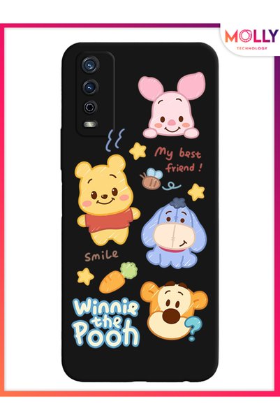 Molly حافظة سيليكون منقوشة باللون الأسود Smiley Pooh Gang لهاتف Vivo Y11S