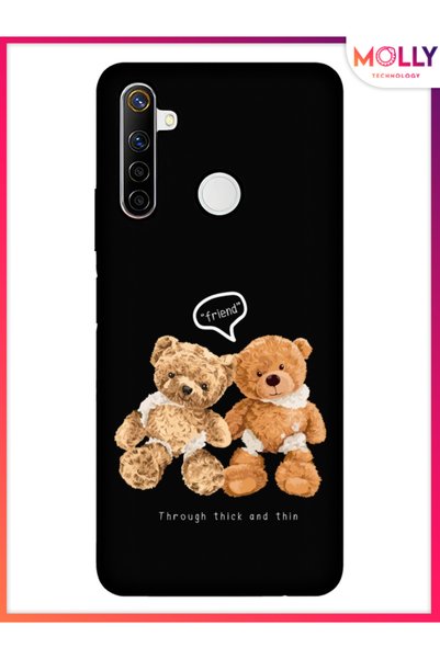 Molly حافظة سيليكون منقوشة باللون الأسود من Fuzzy Friends لهاتف Realme 6i