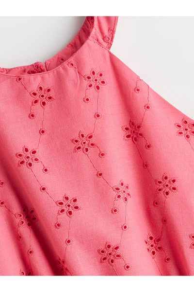 LC Waikiki Quality Parts from Celebi Store |   Pink Halter Neckline Girl's Dress with Scallop Detail