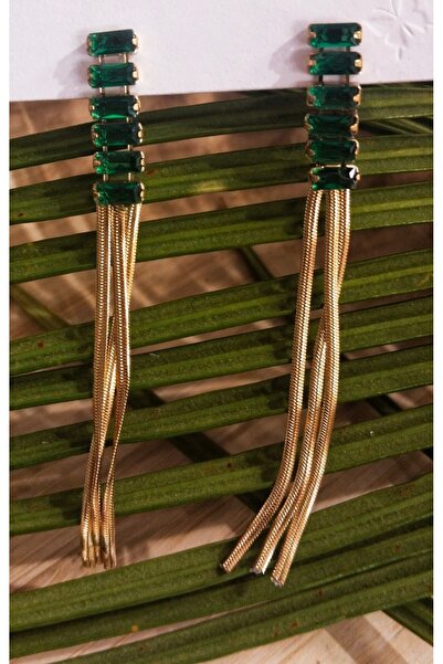 Monalisa Home أقراط فاخرة على شكل حجر أخضر