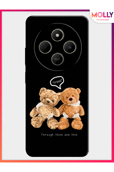 Molly حافظة سيليكون منقوشة باللون الأسود من Fuzzy Friends لهاتف Xiaomi Redmi ...